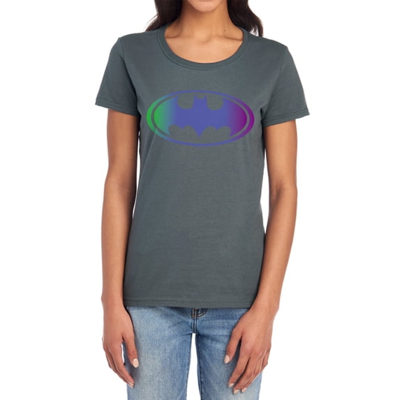Batman Gradient Bat Logo Women's T Shirt, Charcoal, X-Large
