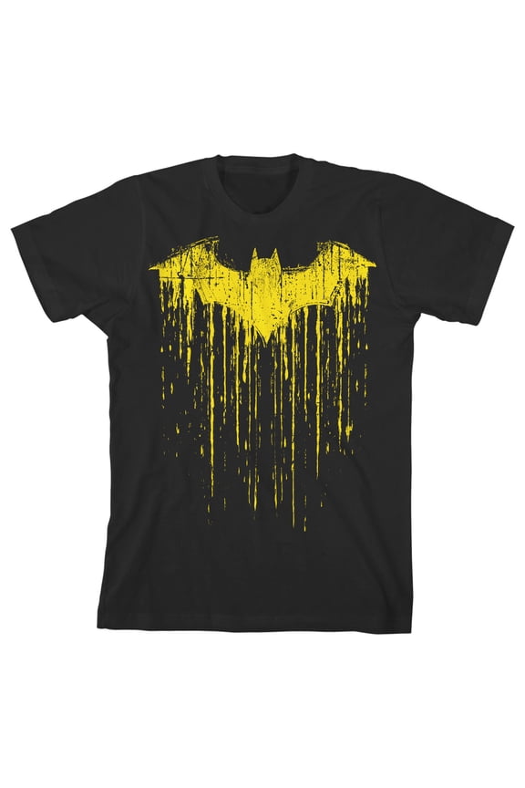 Batman Graffiti-Style Bat Logo Youth Black Graphic Tee-Large