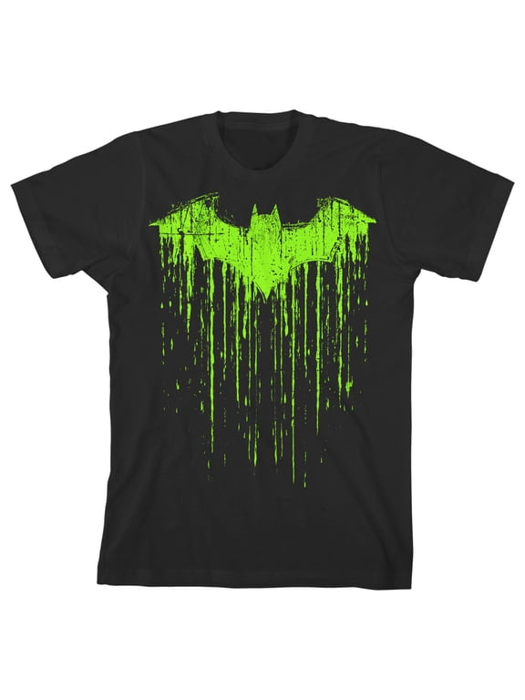 Batman Graffiti-Style Bat Logo Youth Black Graphic Tee-Large