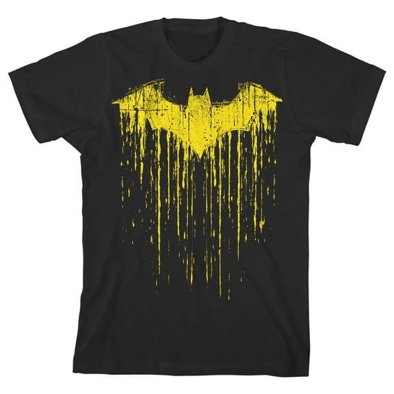 Batman Graffiti-Style Bat Logo Youth Black Graphic Tee-XS