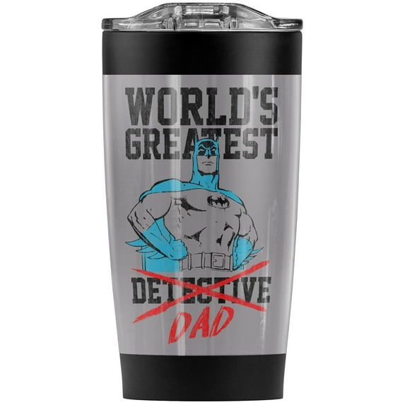 Batman Greatest Dad Stainless Steel Tumbler 20 oz Coffee Travel Mug/Cup, Vacuum Insulated & Double Wall with Leakproof Sliding Lid | Great for Hot Drinks and Cold Beverages