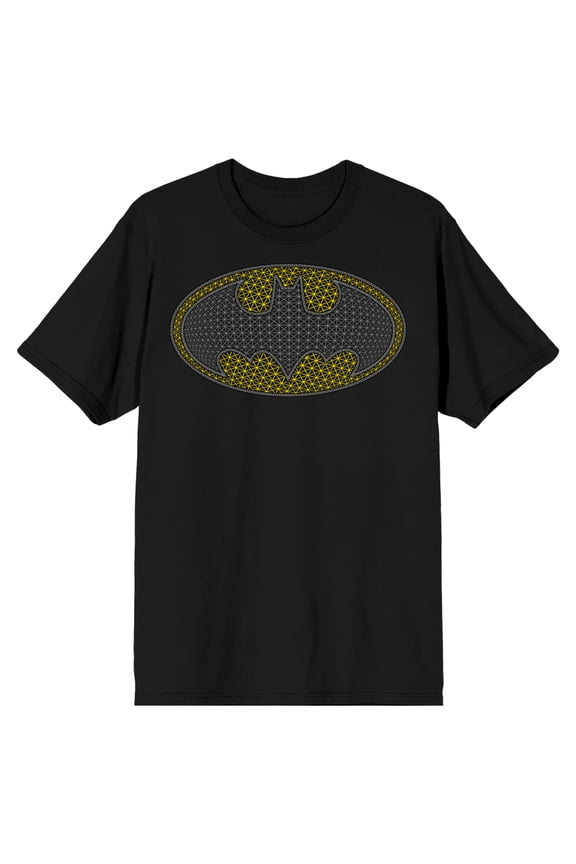 Batman Grid Logo Men's Black Short Sleeve Tee-Small