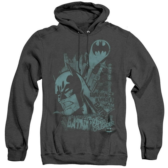 Batman Gritted Teeth Adult Heather Hoodie Sweatshirt Black