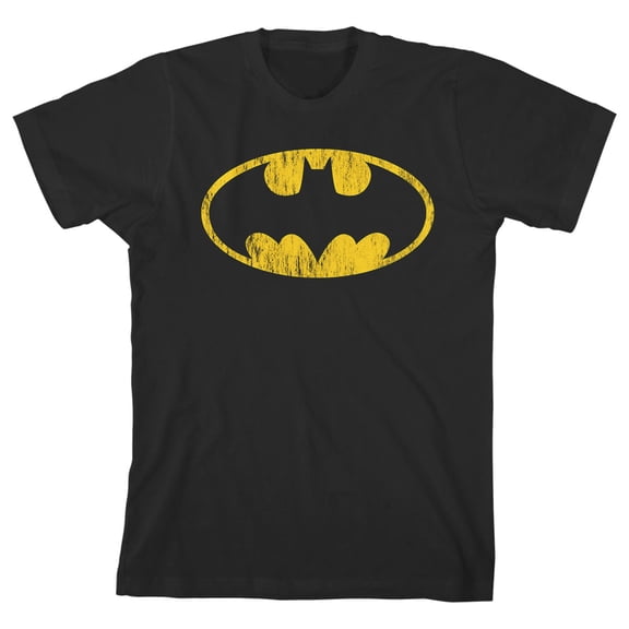 Batman Grunge Style Bat Signal Logo Toddler Boy's Black Graphic Tee-2T