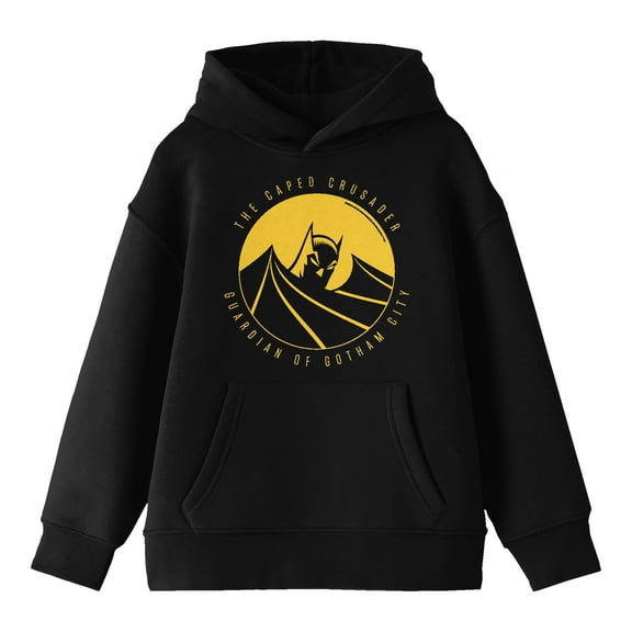 Batman Guardian Of Gotham City Long Sleeve Youth Black Hooded Sweatshirt-XL
