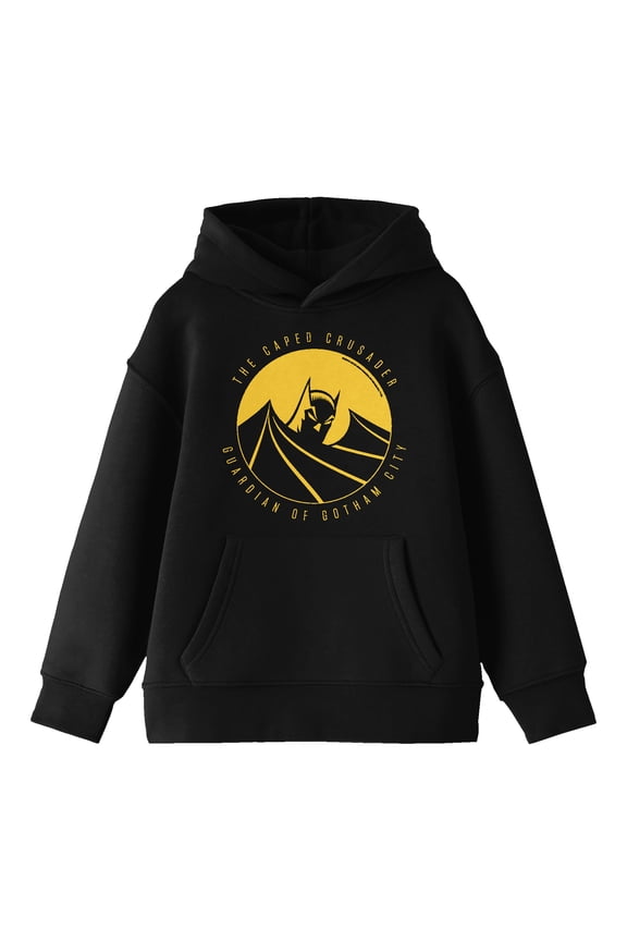Batman Guardian Of Gotham City Long Sleeve Youth Black Hooded Sweatshirt-XL