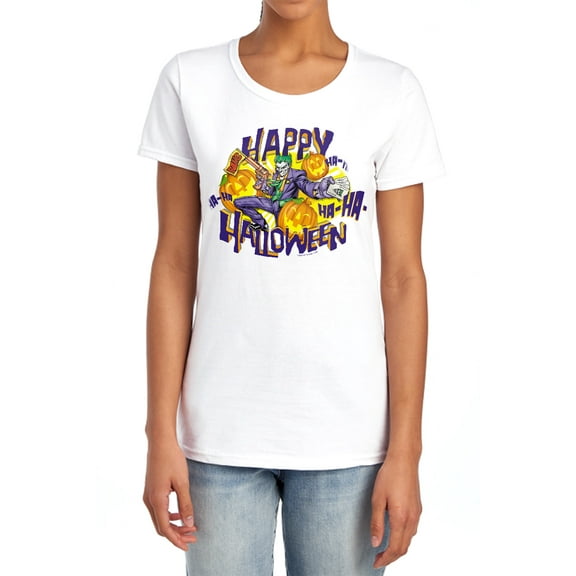 Batman Ha Ha Halloween Women's T Shirt, White, Large