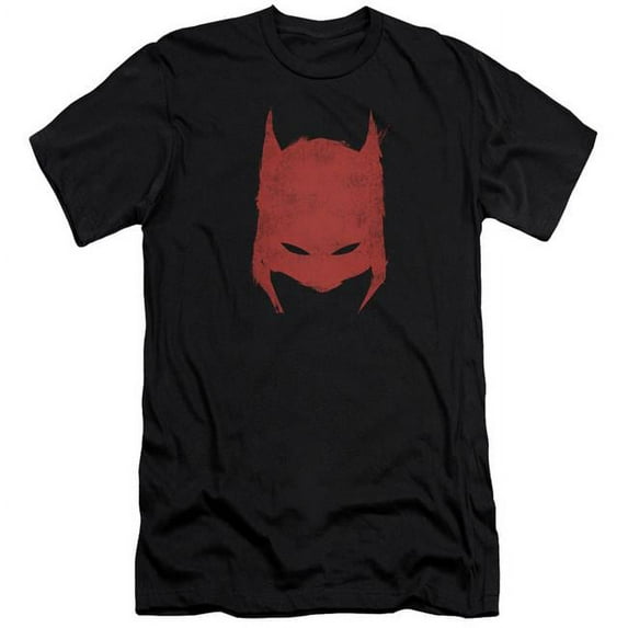 Batman-Hacked & Scratched Adult Cotton Premium Canvas Brand Slim Fit 30-1 T-Shirt, Black - Small