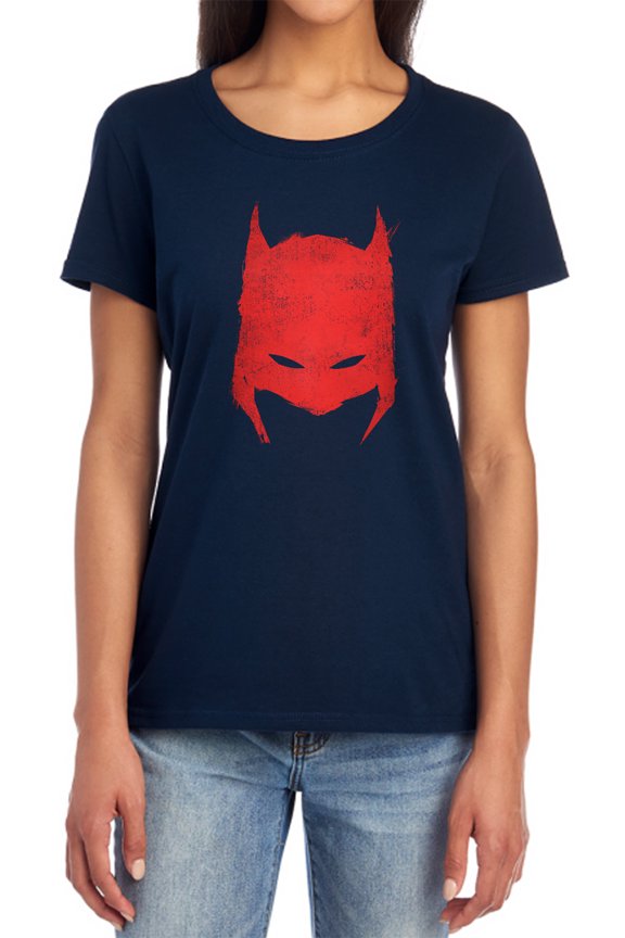 Batman Hacked & Scratched Women's T Shirt, Navy, Medium