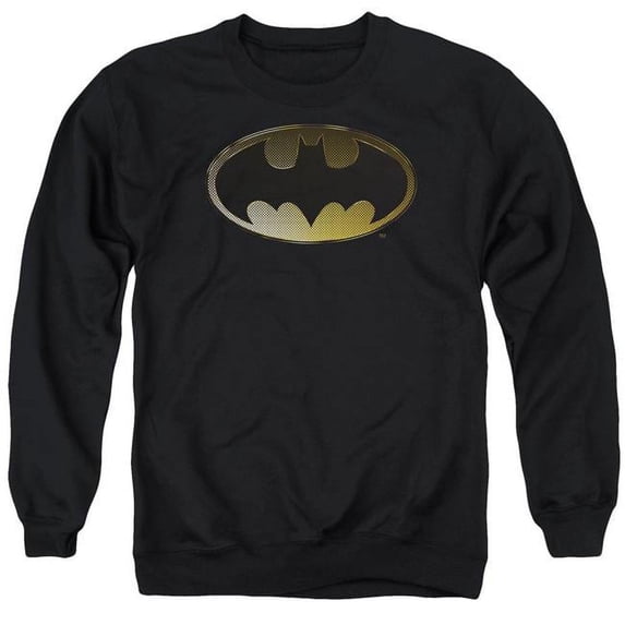 Batman & Halftone Bat Adult Crewneck Sweatshirt, Black - Medium