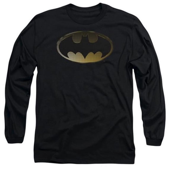 Batman-Halftone Bat - Long Sleeve Adult 18-1 Tee - Black, Small