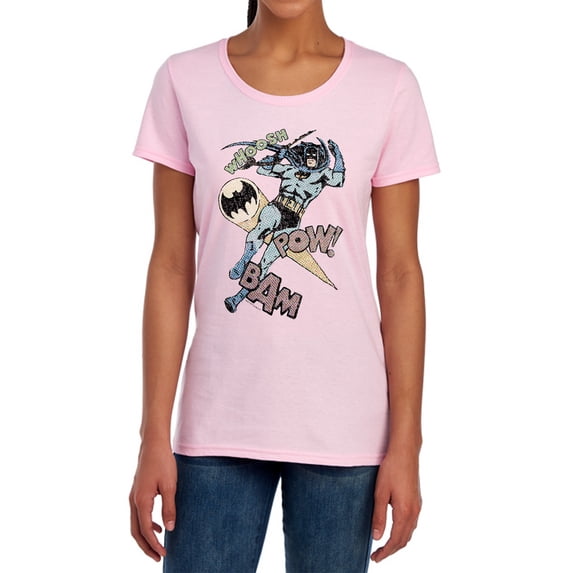 Batman Halftone Swing Women's T Shirt, Pink, X-Large