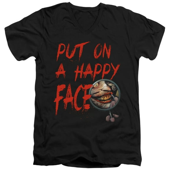 Batman - Happy Face - Slim Fit V Neck Shirt - Small