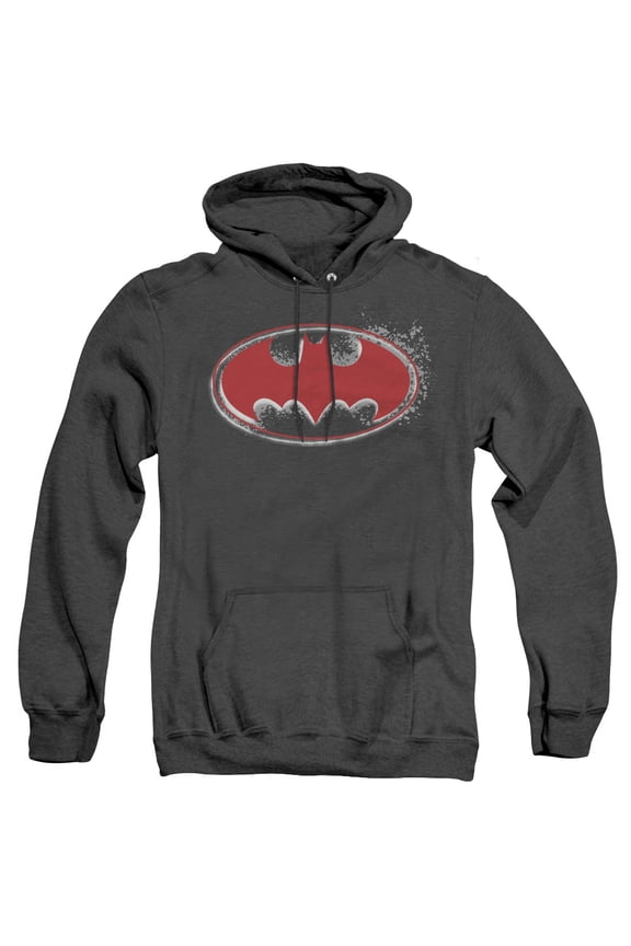 Batman Hardcore Noir Bat Logo Adult Heather Hoodie Sweatshirt Black
