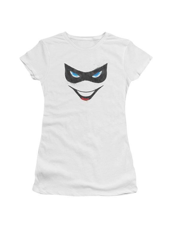 Batman Harley Face S/S Junior Women's T-Shirt Sheer White