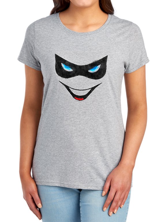 Batman Harley Face Women's T Shirt, Athletic Heather, Medium