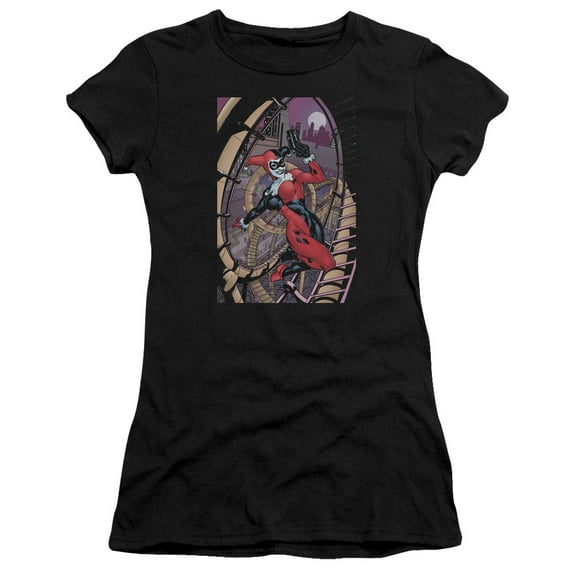 Batman - Harley First - Juniors Teen Girls Cap Sleeve Shirt - Large