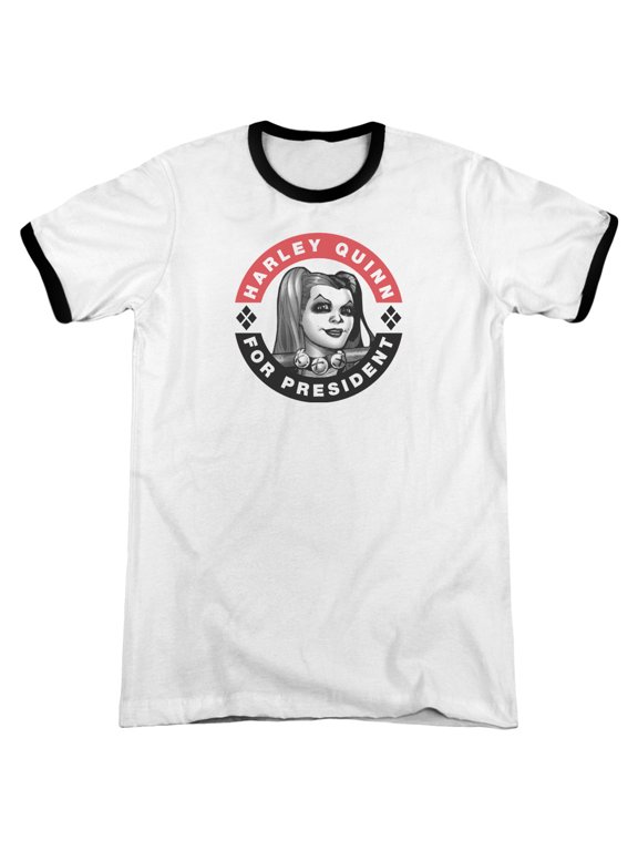 Batman Harley President Circle Adult Ringer T-Shirt White Black