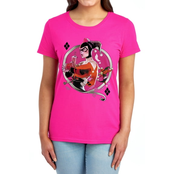 Batman Harley Q Women's T Shirt, Hot Pink, Large