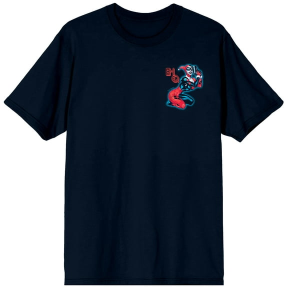 Batman Harley Quinn Comic Art Adult Black Crew Neck Short Sleeve T-shirt-XL