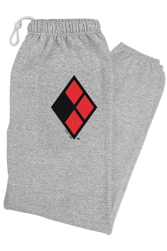 Batman Harley Quinn Diamond Logo Unisex Jogger Sweatpants for Men and Women, Athletic Heather, Large