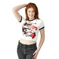 thumbnail image 1 of Batman Harley Quinn Glitter Print Crew Neck Short Sleeve Women's White Baby Tee Medium, 1 of 3