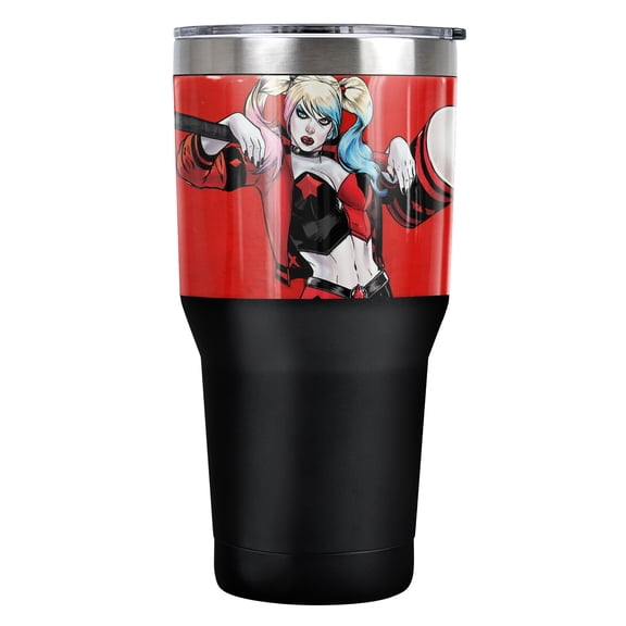 Batman - Harley Quinn Official Harley Character 30 oz Travel Tumbler, Stainless Steel, Vacuum Insulated with Leak Resistant Slide-Lock Lid