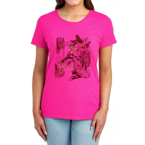 Batman Harleys Packing Women's T Shirt, Hot Pink, Small