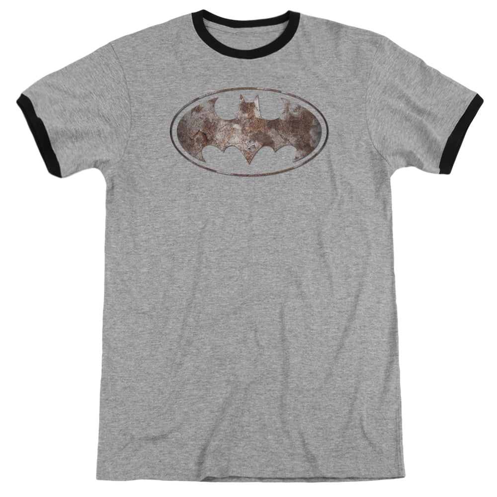 Batman - Heavy Rust Logo - Heather Ringer Short Sleeve Shirt - Large ...
