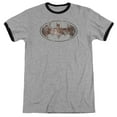 thumbnail image 1 of Batman Heavy Rust Logo Adult Ringer T-Shirt Heather Black, 1 of 2
