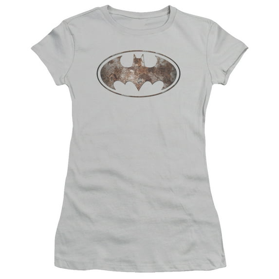 Batman Heavy Rust Logo S/S Junior Women's T-Shirt Sheer Silver