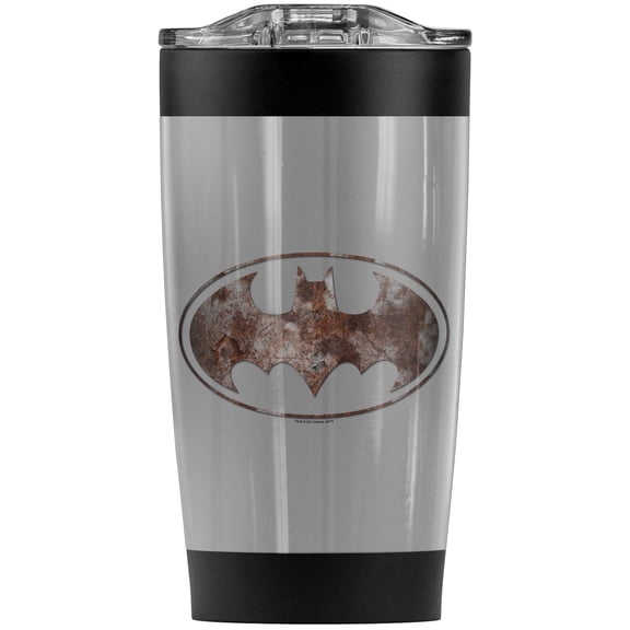 Batman Heavy Rust Logo Stainless Steel Tumbler 20 oz Coffee Travel Mug/Cup, Vacuum Insulated & Double Wall with Leakproof Sliding Lid | Great for Hot Drinks and Cold Beverages