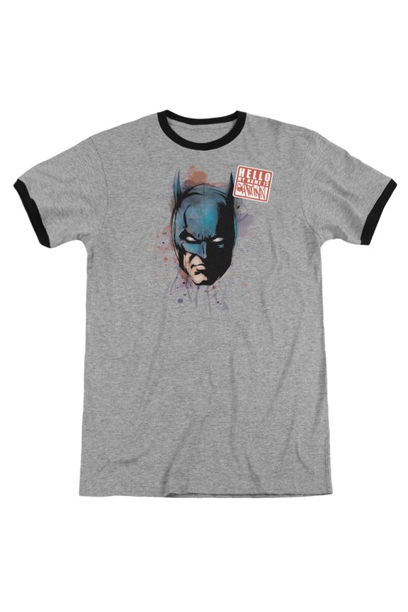 Batman Hello Adult Ringer Heather Black