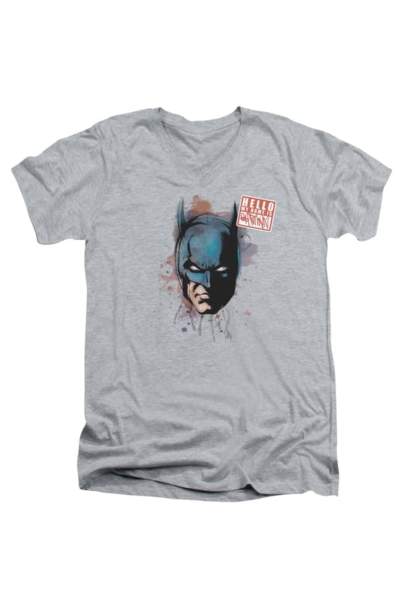 Batman - Hello - Slim Fit V Neck Shirt - Large