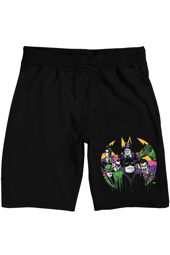 Batman Hero And Villains Men's Black Sleep Pajama Shorts-Medium