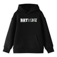 thumbnail image 1 of Batman Hero In Collegiate Text Long Sleeve Youth Black Hooded Sweatshirt-Small, 1 of 4