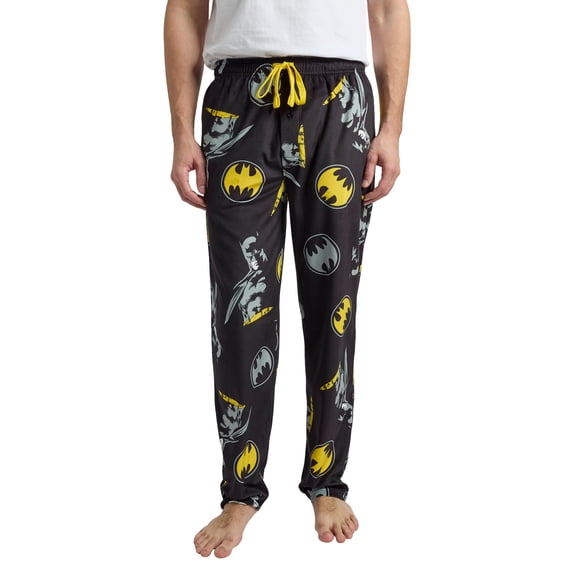 Batman Hero & Logo All-Over Print Men’s Black Sleep Pajama Pants
-Large