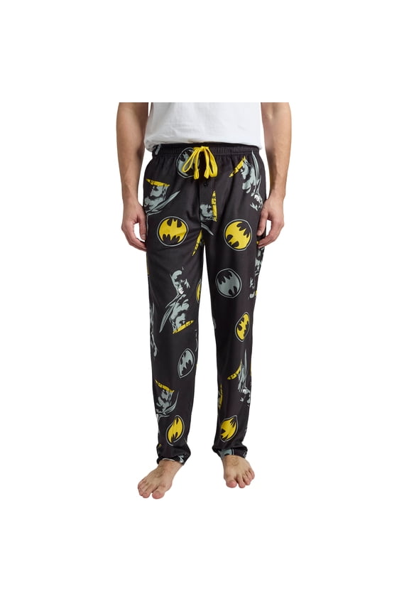 Batman Hero & Logo All-Over Print Men’s Black Sleep Pajama Pants
 -Small