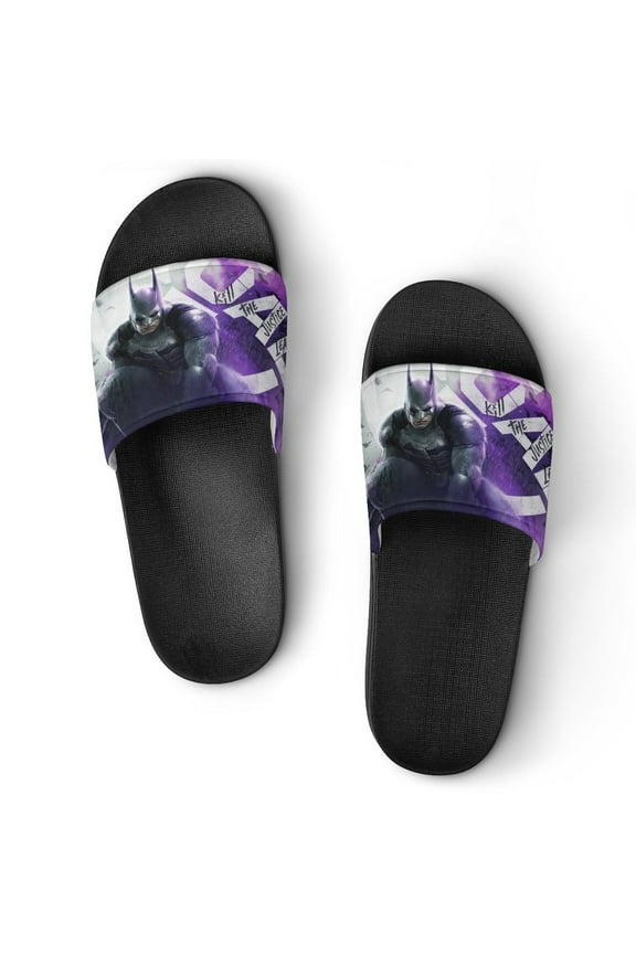 Batman Home Slippers Slide Sandals, Casual Pool Slide Outdoor, Slip-On Sandals Beach Slippers Shower Shoes for Mens Womens Boys Girls