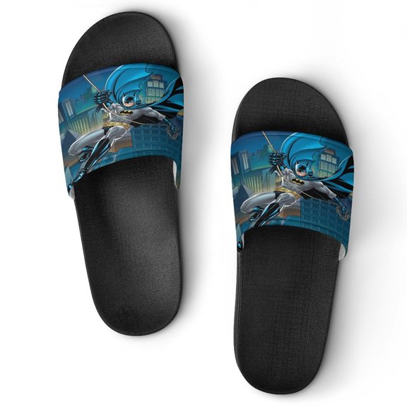 Batman Home Slippers Slide Sandals, Casual Pool Slide Outdoor, Slip-On Sandals Beach Slippers Shower Shoes for Mens Womens Boys Girls