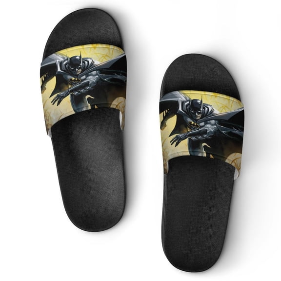 Batman Home Slippers Slide Sandals, Casual Pool Slide Outdoor, Slip-On Sandals Beach Slippers Shower Shoes for Mens Womens Boys Girls