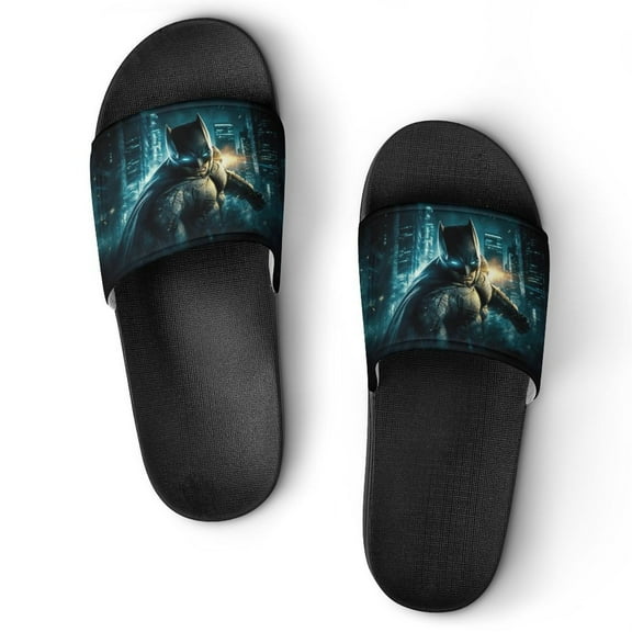 Batman Home Slippers Slide Sandals, Casual Pool Slide Outdoor, Slip-On Sandals Beach Slippers Shower Shoes for Mens Womens Boys Girls
