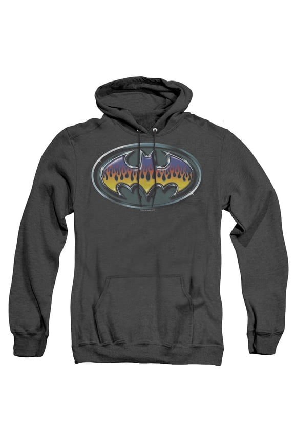 Batman Hot Rod Shield Adult Heather Hoodie Sweatshirt Black