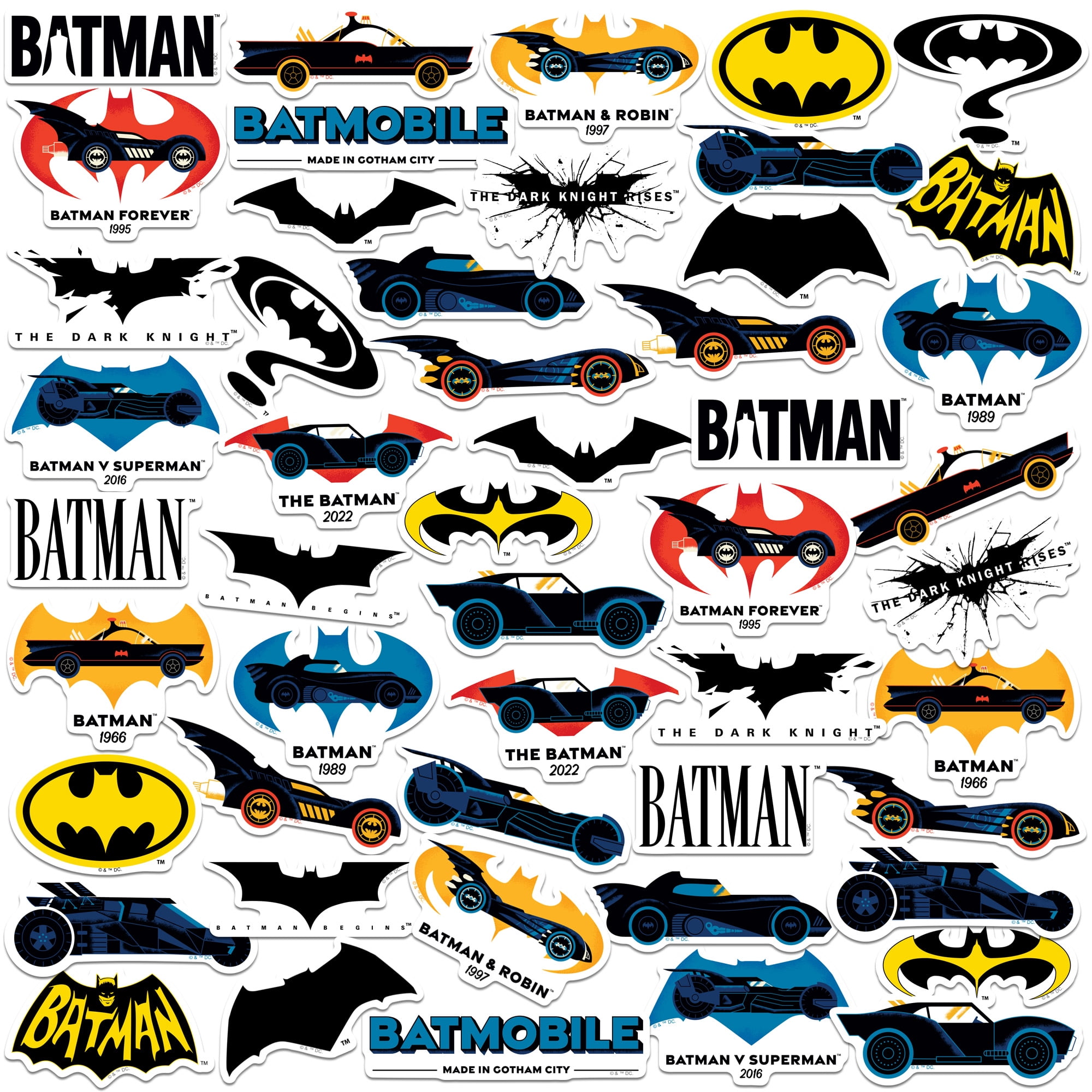 Batman Iconic Batmobile Through The Ages 50Ct Sticker Pack - Walmart.com