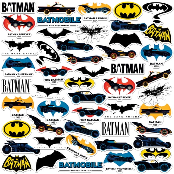 Batman Iconic Batmobile Through The Ages 50Ct Sticker Pack