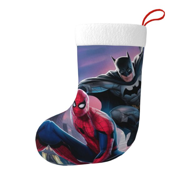 Batman In Pursuit Of Spider-Man Christmas Stocking,Santa Stocking,18 Inch Large Stocking,Christmas Decorations Decor Ornaments Holiday Home Indoors