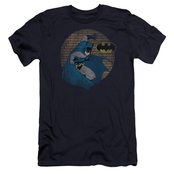 Batman In The Spotlight Premium Canvas T-Shirt Adult Slim Fit 30/1 Navy