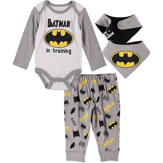Batman In Training 3-Piece Infant Bodysuit Pant and Bib Set-3-6 Months