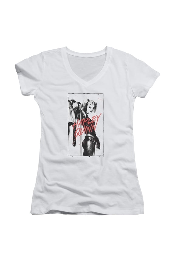 Batman Inked Quinn Junior Women's T-Shirt V-Neck White
