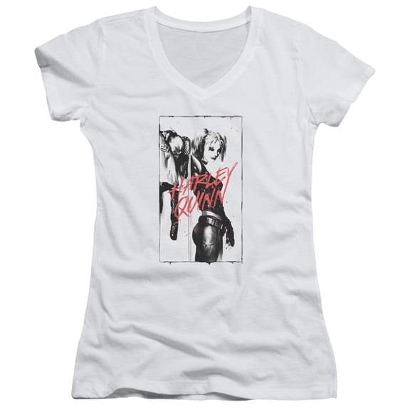 Batman Inked Quinn Junior Women's T-Shirt V-Neck White